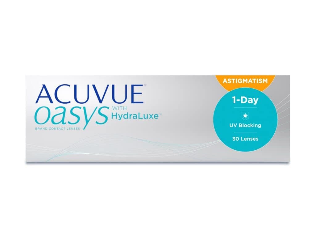 ACUVUE OASYS 1-Day for Astigmatism Kontaktlinsen – Tageslinsen mit komfortablem Tragegefühl – -4,75 dpt, Cyl -0,75, Ach 110 und BC 8.5 – Mit UV Schutz und Austrocknungsschutz – 30 Linsen