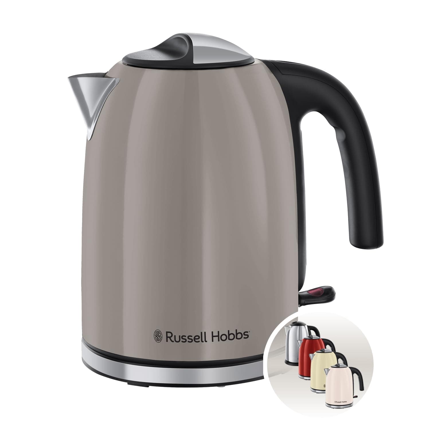 Russell Hobbs Wasserkocher [1,7L, 2400W] Colours Plus Mocha (Edelstahl-Akzente, Schnellkochfunktion, Wasserstandsanzeige, Herausnehmbarer Kalkfilter, Energiesparend, Ausgusstülle) Teekocher 28511-70