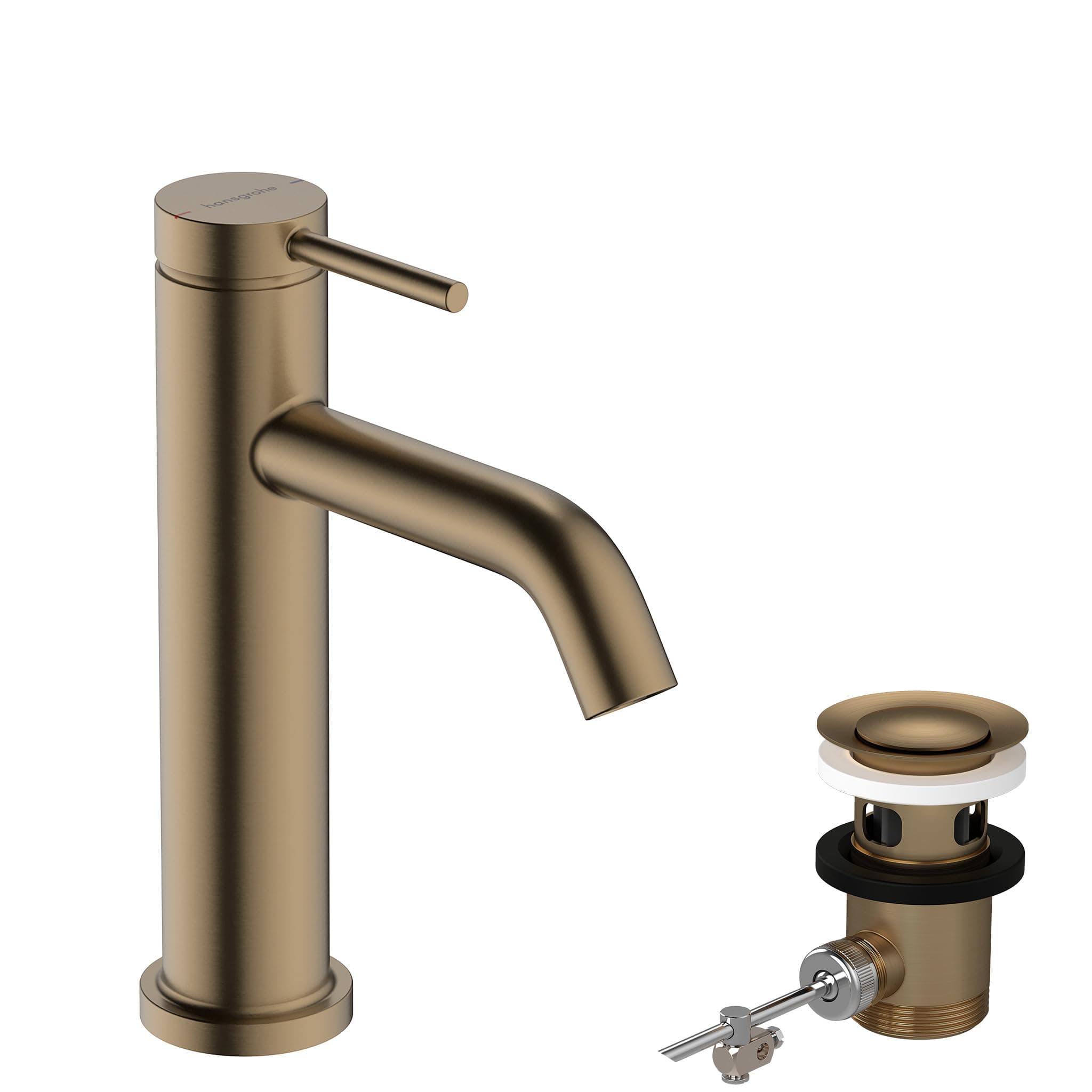 hansgrohe Tecturis S - Waschtischarmatur mit Zugstange, Wasserhahn Bad mit Auslauf Höhe 110mm, Mischbatterie Waschbecken wassersparend (EcoSmart+), Brushed Bronze