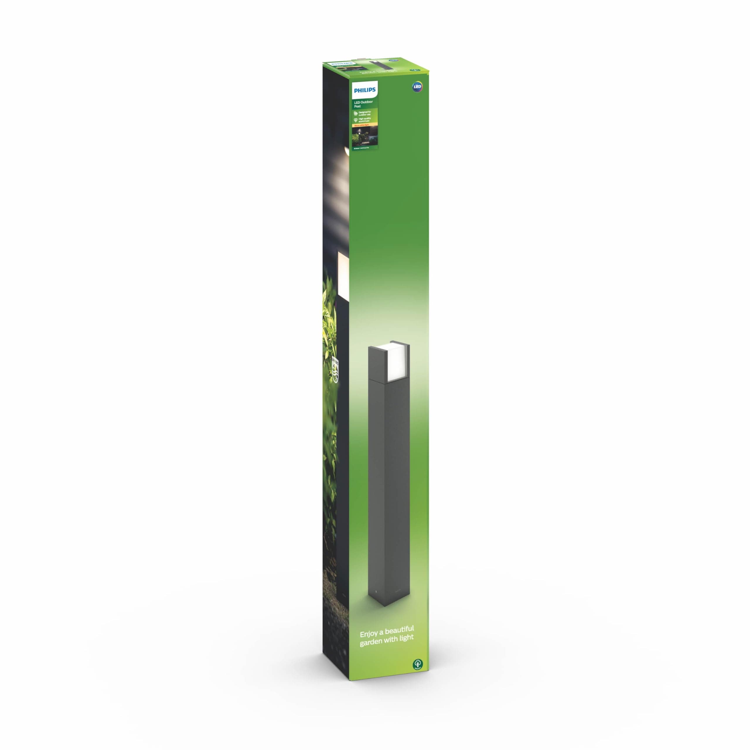 Philips Arbour Außenleuchten, 6 W, 2700 K, warmweiß, wasserfest, anthrazit, IP44 wetterfest, Ohne Bewegungsmelder