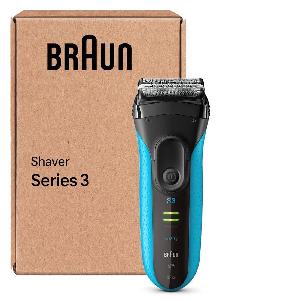 Braun Series 3 ProSkin Elektrorasierer Herren – mit Präzisionstrimmer, Wiederaufladbarer und Kabelloser Rasierapparat, Bartrasierer, Wet&Dry Rasierer Herren Elektrisch – 3040s, Schwarz/Blau