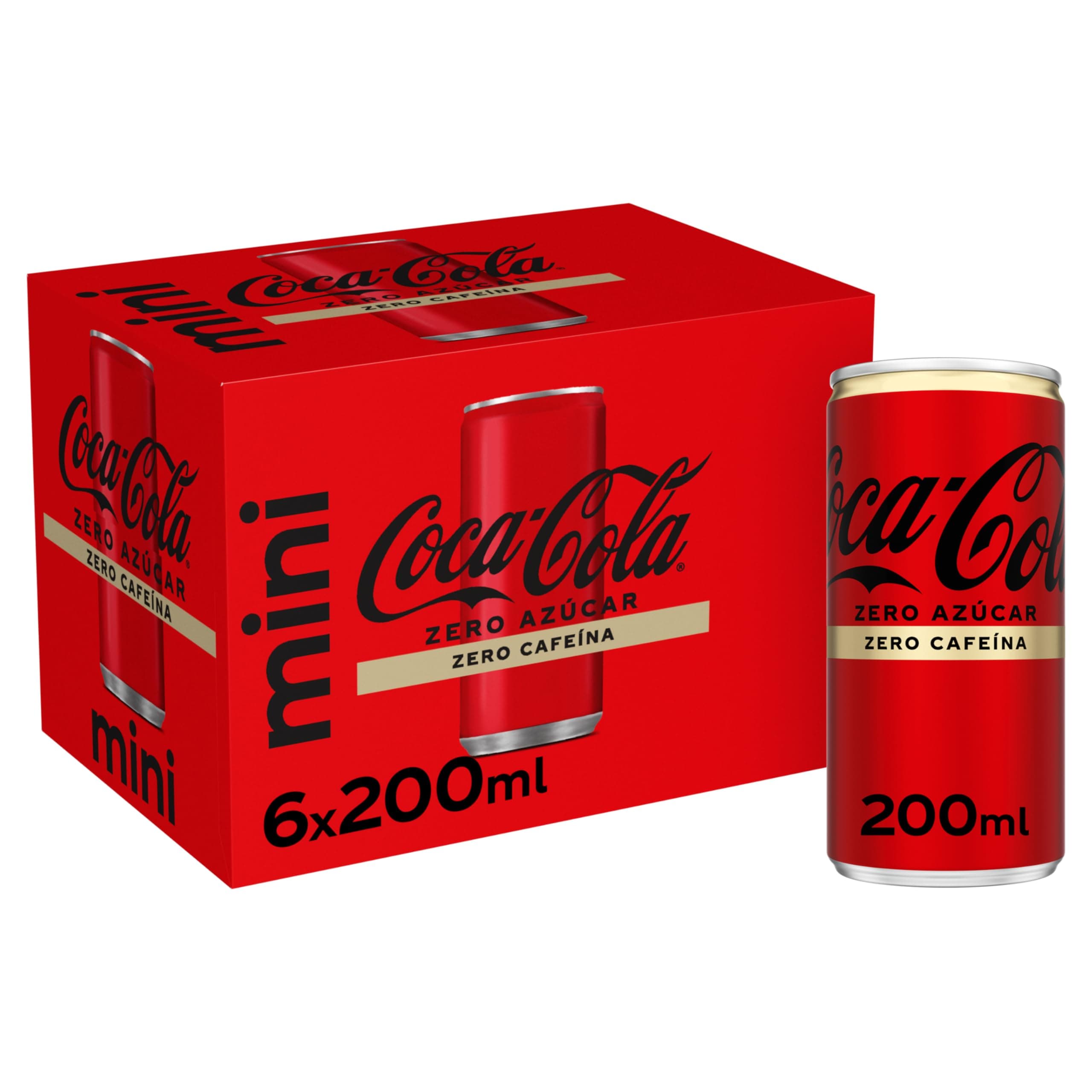 Coca-Cola Zero Zucker Zero Koffein – Cola-Erfrischungsgetränk ohne Zucker, kalorienfrei, koffeinfrei, 6 Mini-Dosen 200 ml