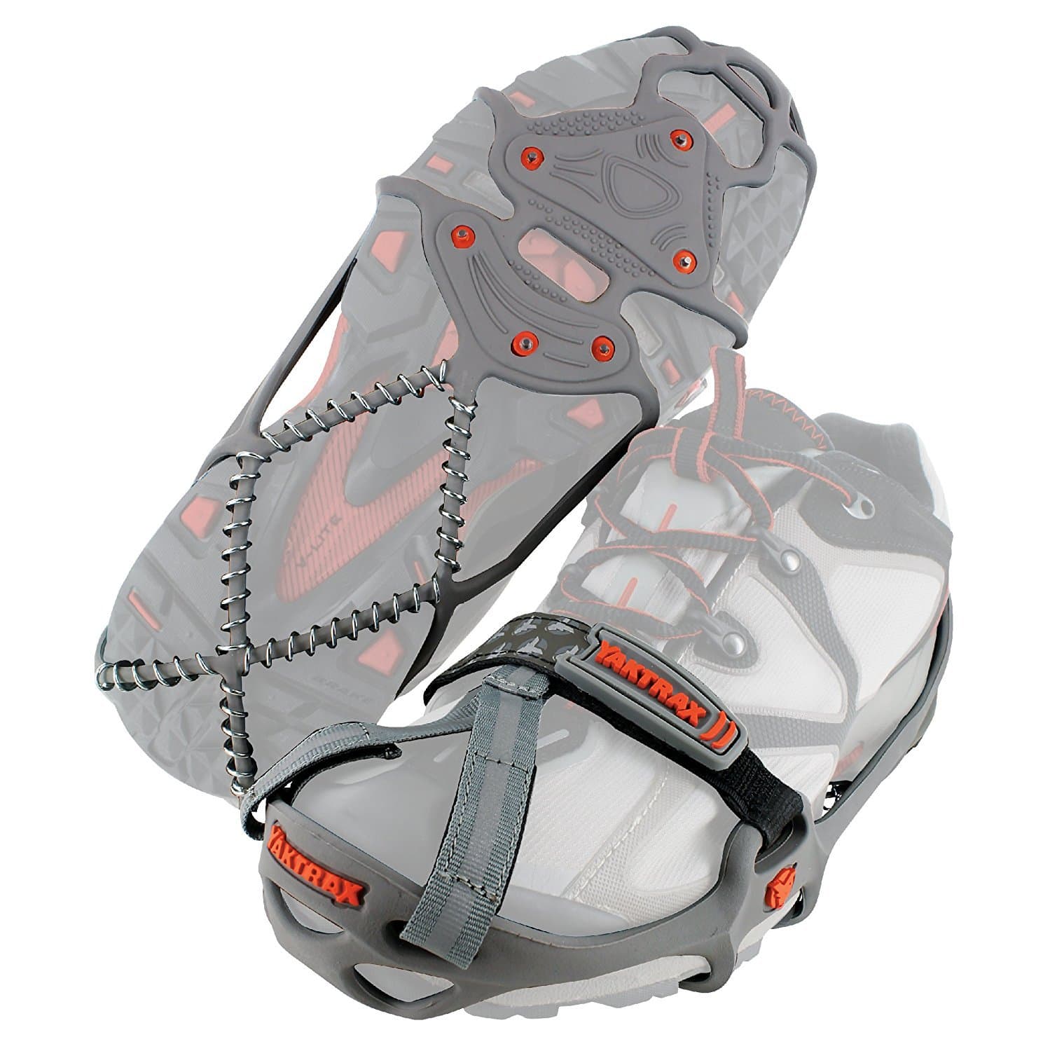 Yaktrax Pro Run Eis & Schnee Griffe für Laufschuhe, 3mm Hartmetall Schuhkrallen & Eisspikes, Unisex, Grau, XL