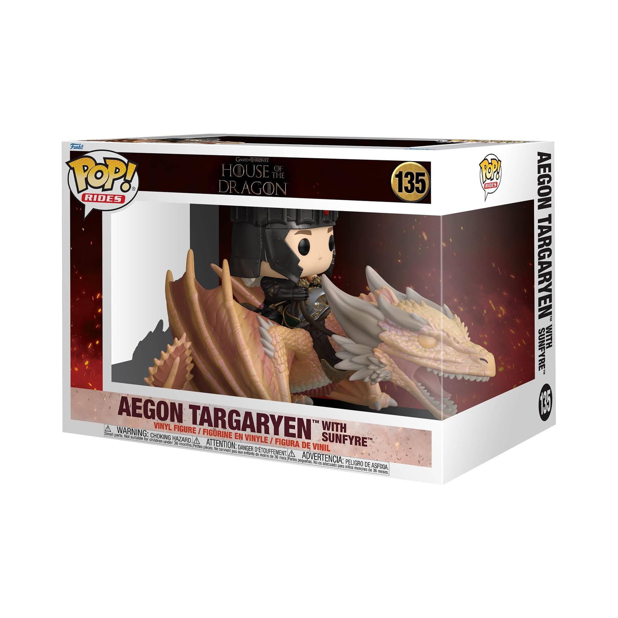Funko Pop! Rides: House of The Dragon - Aegon Targaryen w/Sunfyre - Vinyl-Sammelfigur - Geschenkidee - Offizielle Handelswaren - Spielzeug Für Kinder und Erwachsene - TV Fans