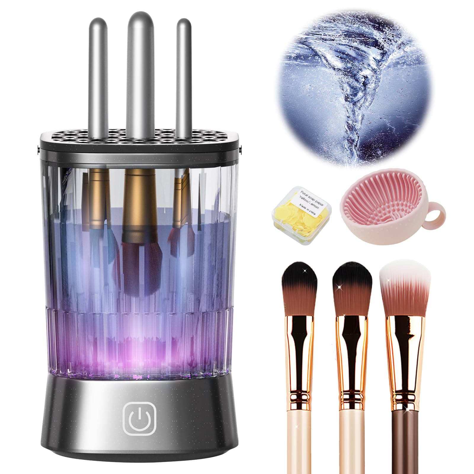 LOZLTX Pinselreiniger Make Up 【9000RPM Ultra-Power 4.0】Elektrischer Make-Up-Pinsel Reiniger mit Silikonnetz-Deckel für alle Bürstengrößen Hygiene für Makeup Brush Cleaner Schwarz