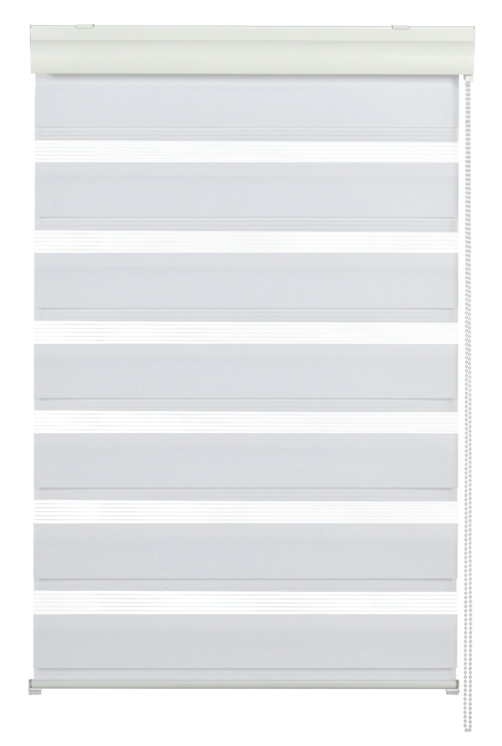 GARDINIA Doppelrollo mit Kassette, Duo-Rollo, Seitenzugrollo, Transparente und blickdichte Streifen, Inkl. aller Montage-Teile, Weiß, 80 x 160 cm (BxH)