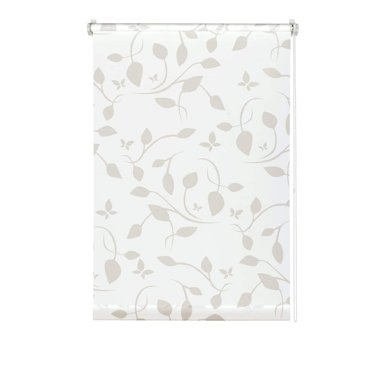 GARDINIA EASYFIX Dekor Scandinavian Rollo ohne Bohren, Zum Kleben oder Klemmen, Blickdicht, Lichtdurchlässig, Weiß/Natur, 115 x 180 cm