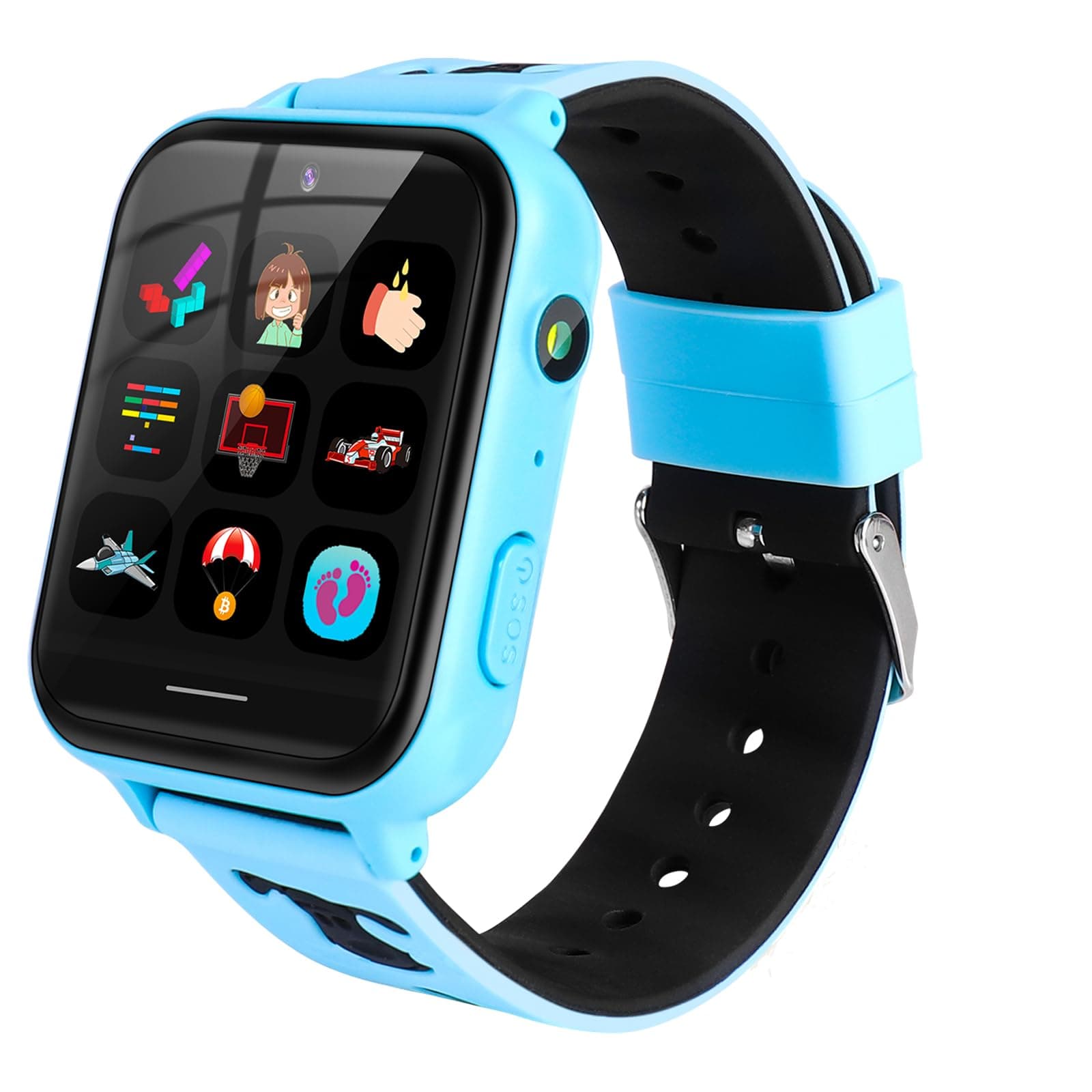 OKYUK 4G Smartwatch für Kinder, GPS-Tracker, mehrere Desktop-Stile zur Auswahl, Zwei-Wege-Anrufe, Bildkompetenz, SOS, WLAN, wasserdichter Touchscreen für 4–12 Jungen und Mädchen (Blau) (A2 Blau)