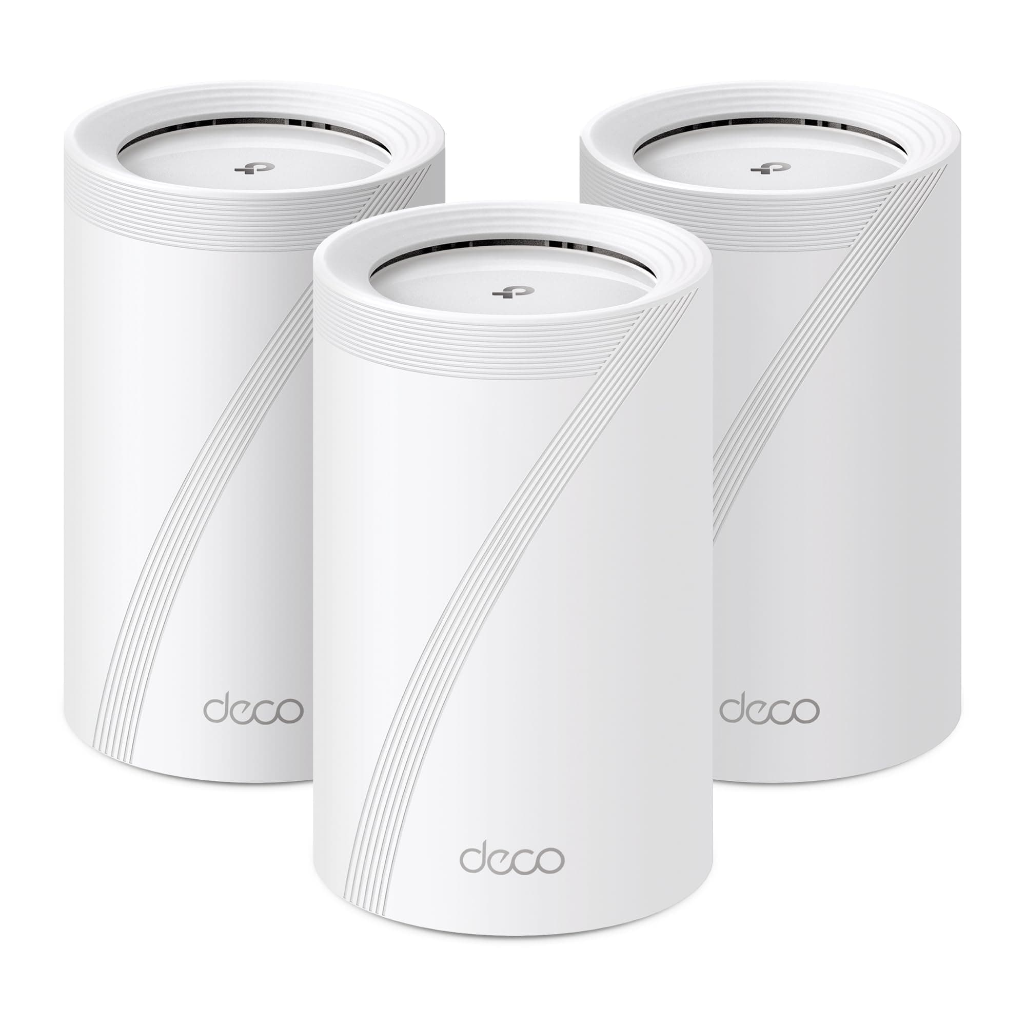 TP-Link Deco BE65 Wi-Fi 7 Mesh WLAN Set(3 Pack), Tri-Band 5760 Mbit/s (6 GHz) + 2880 Mbit/s (5 GHz) + 574 Mbit/s (2,4 GHz), 6 Streams, 4× 2,5G Ports, 1× USB 3.0