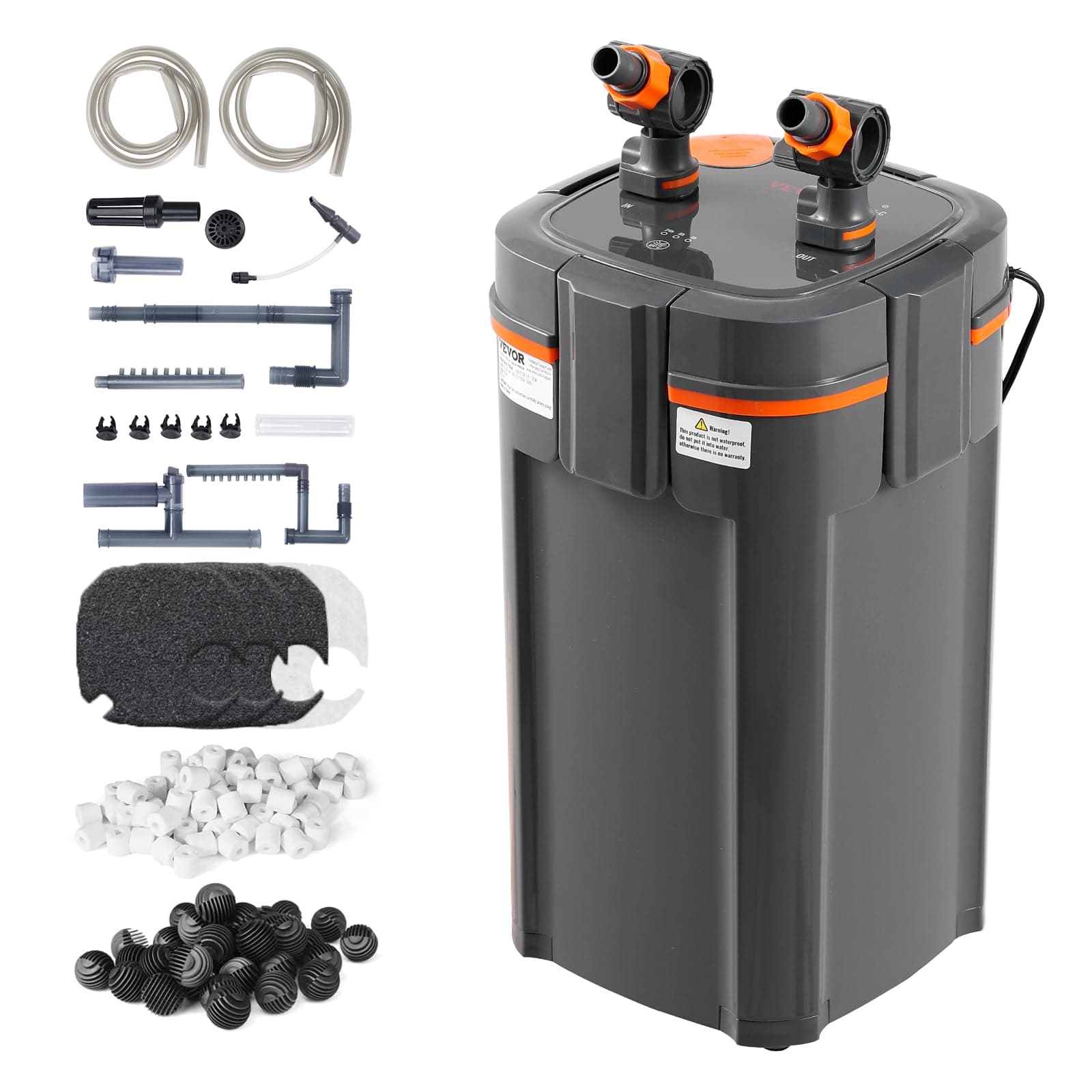VEVOR Aquariumfilter 396 GPH, 4-stufiger Kanisterfilter 120 Gallonen, extrem leiser interner Aquariumfilter mit UV-Schutz, tauchfähiger Powerfilter mit mehreren Funktionen für Aquarien, 15 W