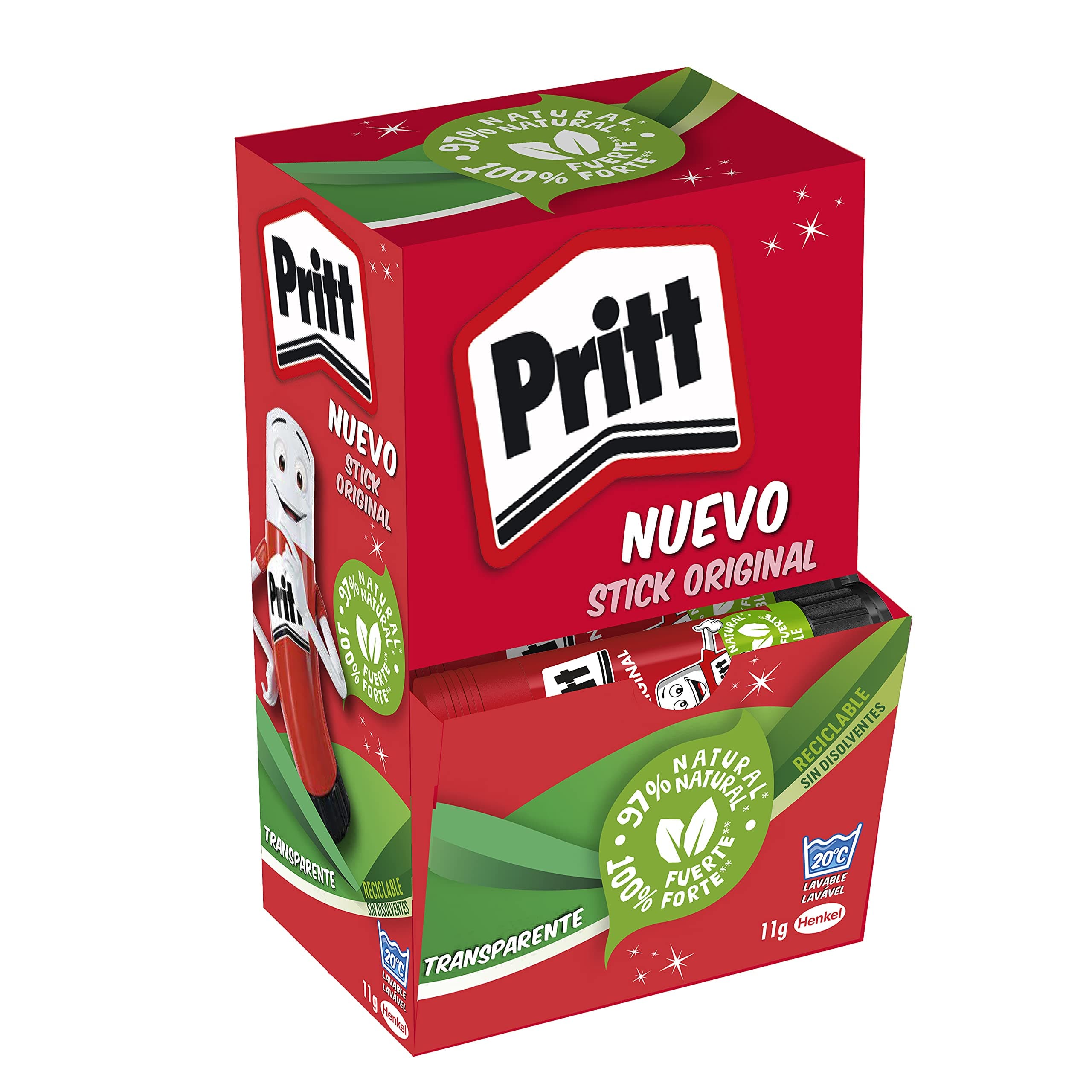 Pritt Klebestift, sicherer und kinderfreundlicher Kleber für Kunst und Bastelarbeiten, starker Klebstoff für Schule & Bürobedarf, 15x 11g